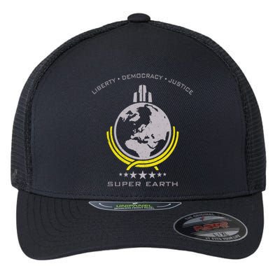 Super Earth Diving Into Hell For Liberty Flexfit Unipanel Trucker Cap