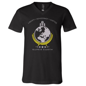 Super Earth Diving Into Hell For Liberty V-Neck T-Shirt