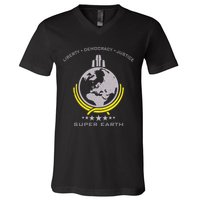 Super Earth Diving Into Hell For Liberty V-Neck T-Shirt