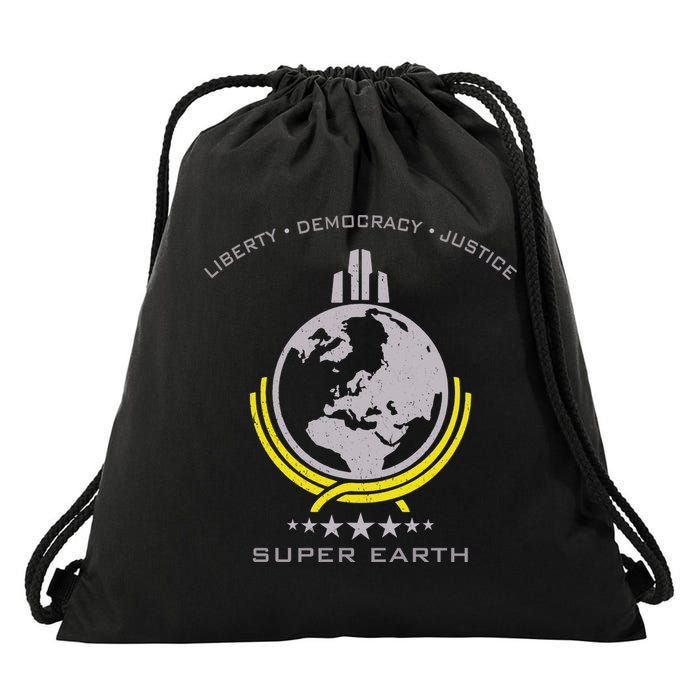 Super Earth Diving Into Hell For Liberty Drawstring Bag