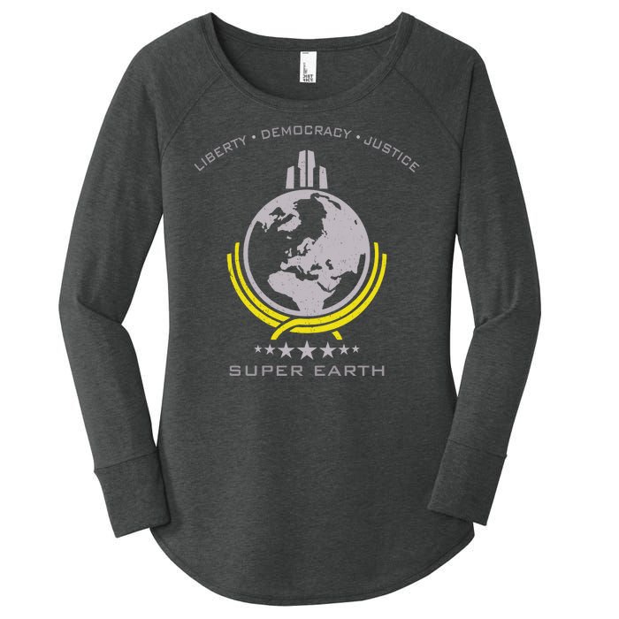 Super Earth Diving Into Hell For Liberty Women's Perfect Tri Tunic Long Sleeve Shirt