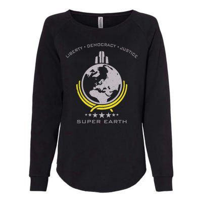 Super Earth Diving Into Hell For Liberty Womens California Wash Sweatshirt