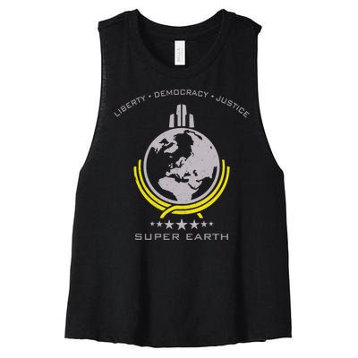 Super Earth Diving Into Hell For Liberty Women's Racerback Cropped Tank