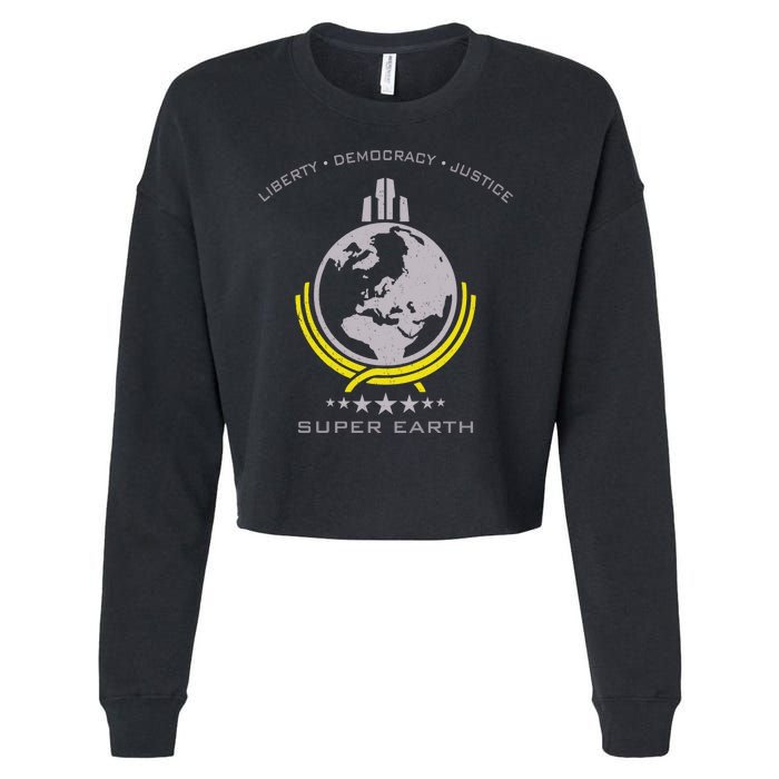 Super Earth Diving Into Hell For Liberty Cropped Pullover Crew