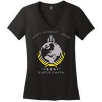 Super Earth Diving Into Hell For Liberty Women's V-Neck T-Shirt