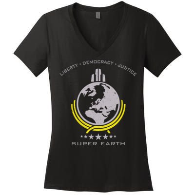 Super Earth Diving Into Hell For Liberty Women's V-Neck T-Shirt