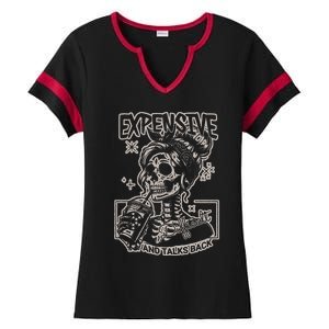 Skeleton Expensive Difficult And Talks Back Ladies Halftime Notch Neck Tee