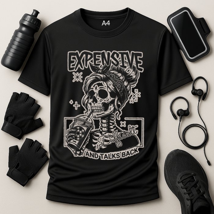 Skeleton Expensive Difficult And Talks Back Performance Shirt