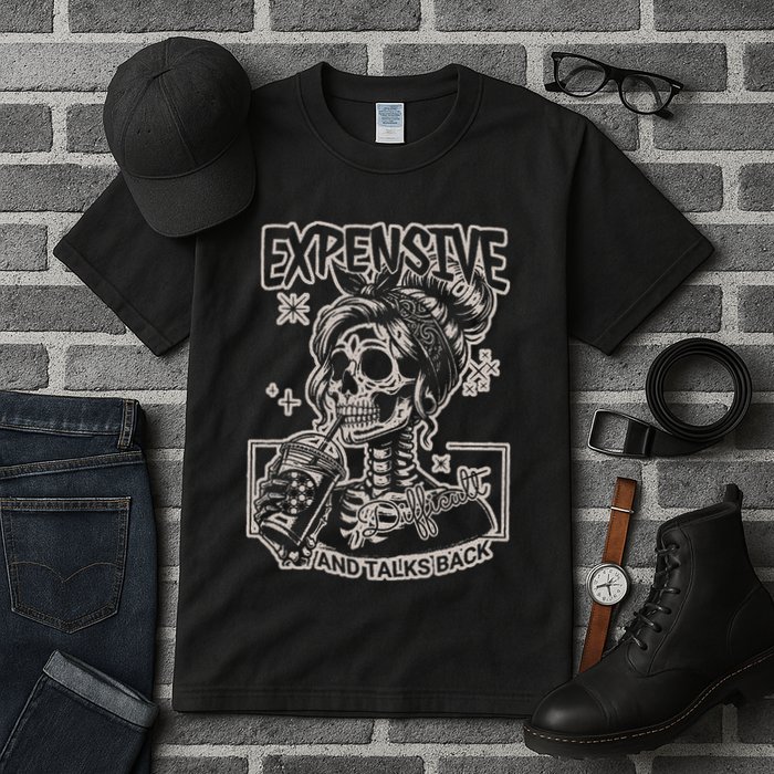 Skeleton Expensive Difficult And Talks Back Tall T-Shirt
