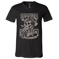 Skeleton Expensive Difficult And Talks Back V-Neck T-Shirt