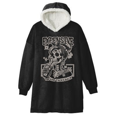 Skeleton Expensive Difficult And Talks Back Hooded Wearable Blanket