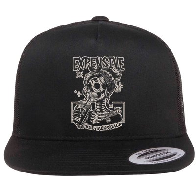 Skeleton Expensive Difficult And Talks Back Flat Bill Trucker Hat