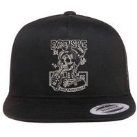 Skeleton Expensive Difficult And Talks Back Flat Bill Trucker Hat