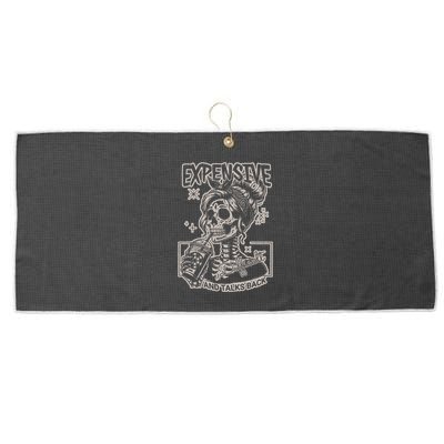 Skeleton Expensive Difficult And Talks Back Large Microfiber Waffle Golf Towel