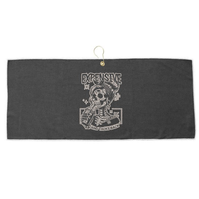 Skeleton Expensive Difficult And Talks Back Large Microfiber Waffle Golf Towel