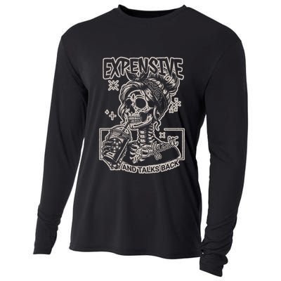 Skeleton Expensive Difficult And Talks Back Cooling Performance Long Sleeve Crew