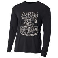 Skeleton Expensive Difficult And Talks Back Cooling Performance Long Sleeve Crew