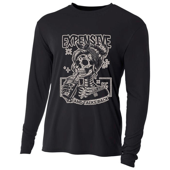 Skeleton Expensive Difficult And Talks Back Cooling Performance Long Sleeve Crew