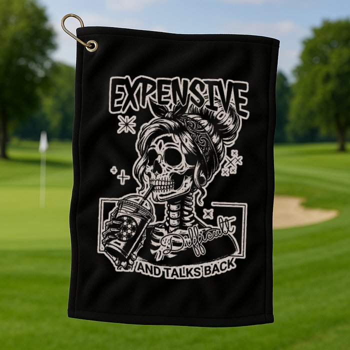 Skeleton Expensive Difficult And Talks Back Golf Towel