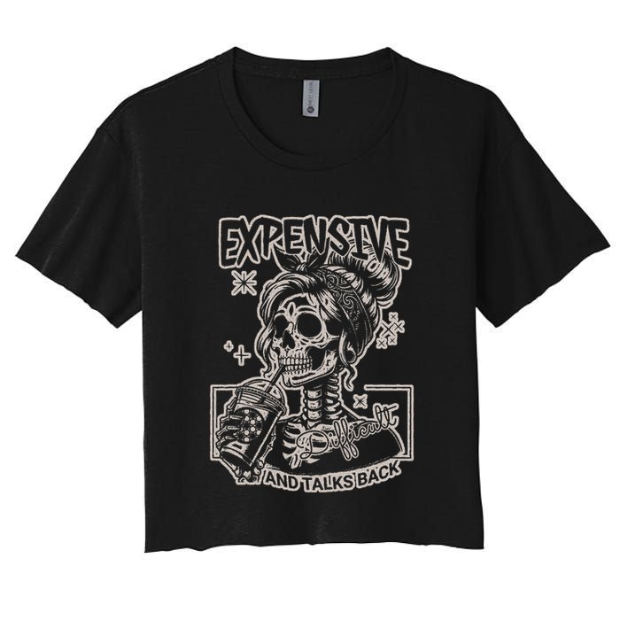 Skeleton Expensive Difficult And Talks Back Crop Top