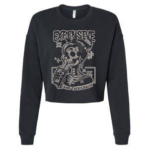 Skeleton Expensive Difficult And Talks Back Cropped Pullover Crew