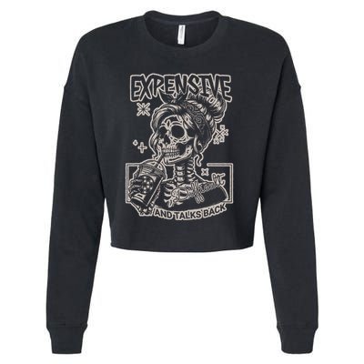 Skeleton Expensive Difficult And Talks Back Cropped Pullover Crew