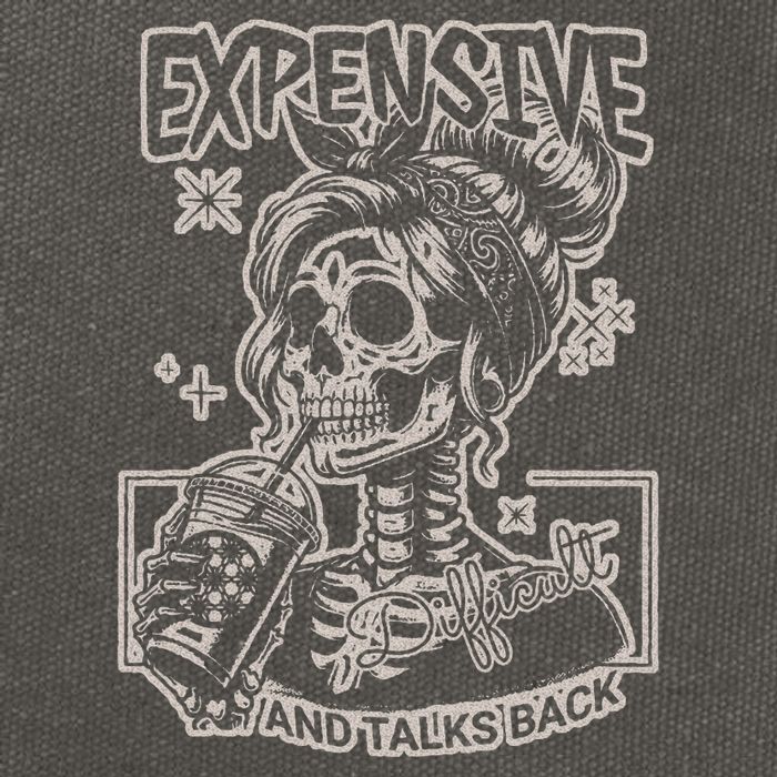 Skeleton Expensive Difficult And Talks Back Cotton Canvas Backpack