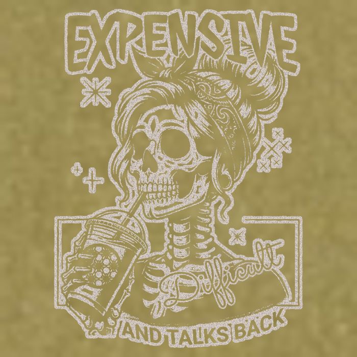 Skeleton Expensive Difficult And Talks Back Garment-Dyed Women's Muscle Tee