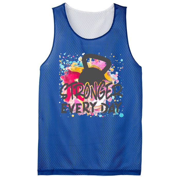 Stronger Every Day Workout And Fitness Gift Mesh Reversible Basketball Jersey Tank