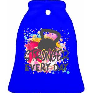 Stronger Every Day Workout And Fitness Gift Ceramic Bell Ornament