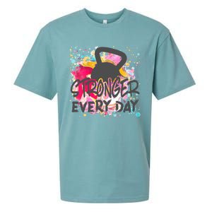 Stronger Every Day Workout And Fitness Gift Sueded Cloud Jersey T-Shirt