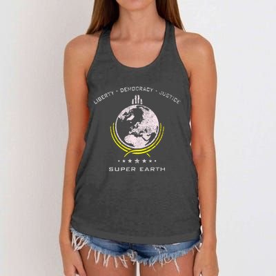 Super Earth Diving Into Hell For Liberty Women's Knotted Racerback Tank