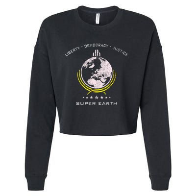 Super Earth Diving Into Hell For Liberty Cropped Pullover Crew