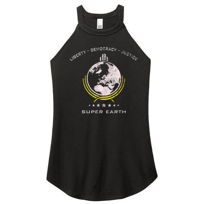 Super Earth Diving Into Hell For Liberty Women’s Perfect Tri Rocker Tank