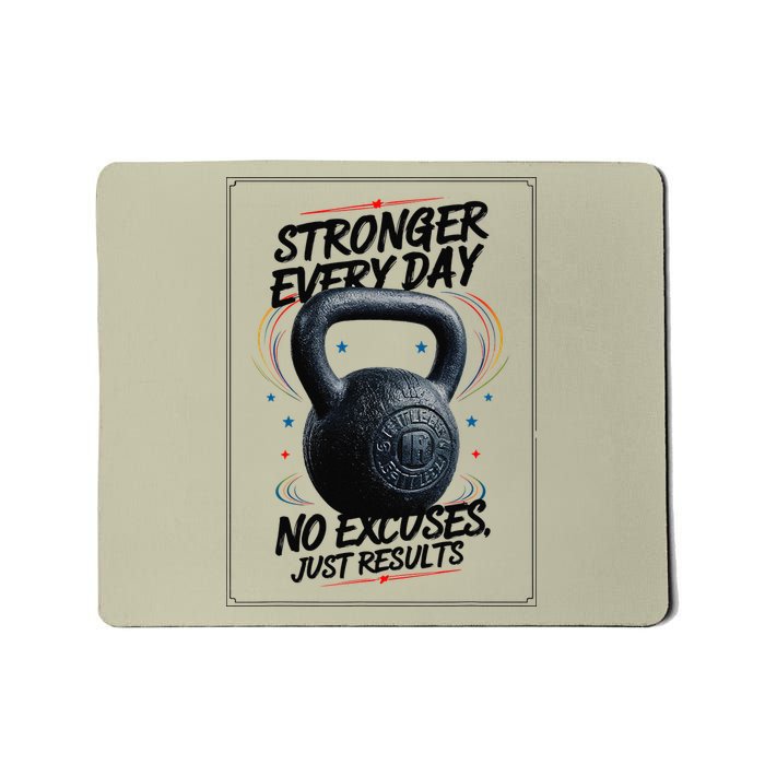 Stronger Every Day No Excuses Just Results Motivational Gym Mousepad