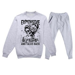 Skeleton Expensive Difficult And Talks Back MotherS Premium Crewneck Sweatsuit Set