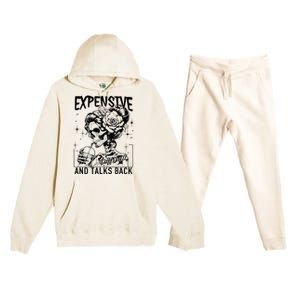 Skeleton Expensive Difficult And Talks Back MotherS Premium Hooded Sweatsuit Set