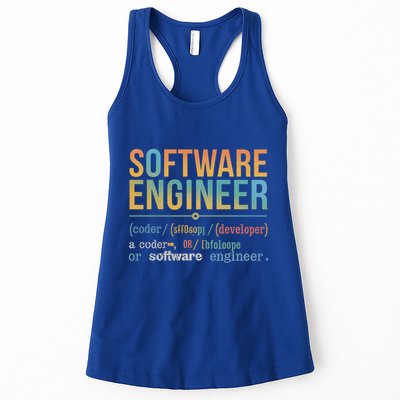 Software Engineer Definition Funny For Coders And Programmer Gift Women's Racerback Tank