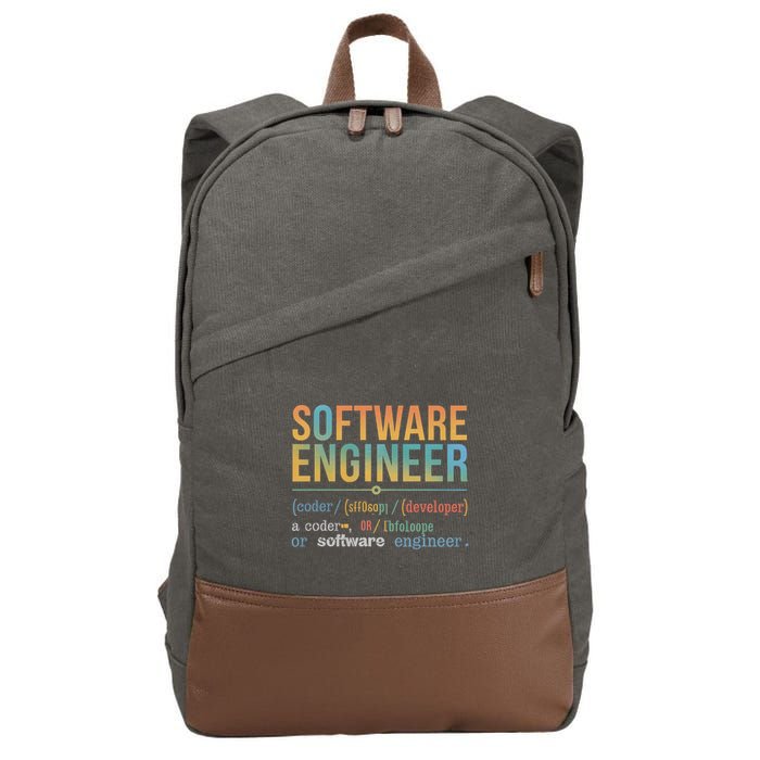 Software Engineer Definition Funny For Coders And Programmer Gift Cotton Canvas Backpack