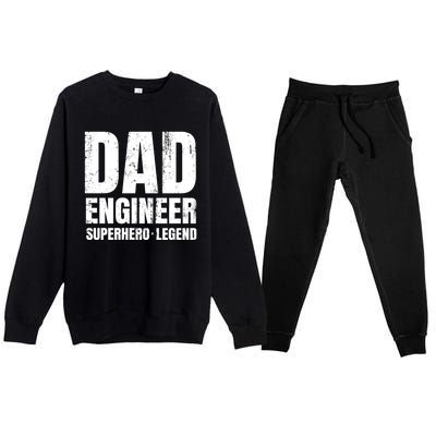 Superhero Engineer Dad Funny Gift Great Gift Premium Crewneck Sweatsuit Set