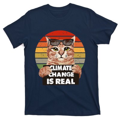 Science Earth Day Climate Change Vintage Funny Cat Mom Dad T-Shirt