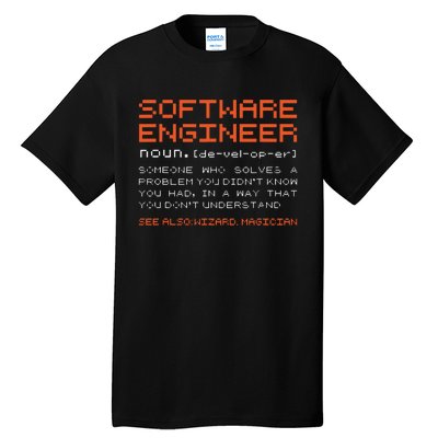 Software Engineer Developer Definition Programming Tall T-Shirt