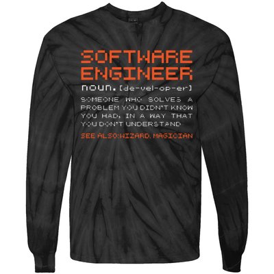 Software Engineer Developer Definition Programming Tie-Dye Long Sleeve Shirt