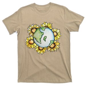 Sunflower Earth Day Art Climate Strike Art Climate T-Shirt