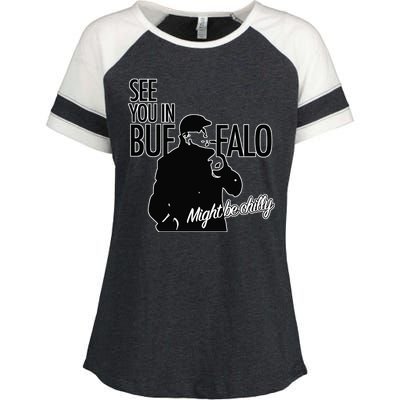 See You In Buffalo Might Be Chilly Enza Ladies Jersey Colorblock Tee