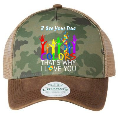 See Your True Colors Autism Puzzle Hands Legacy Tie Dye Trucker Hat