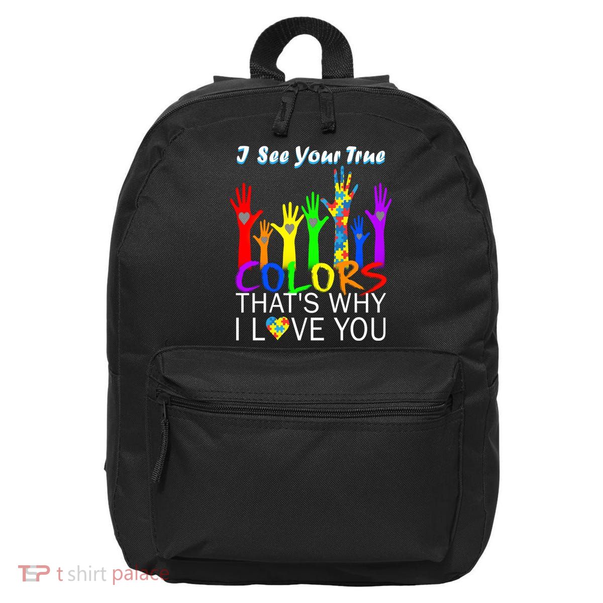 See Your True Colors Autism Puzzle Hands 16 in Basic Backpack