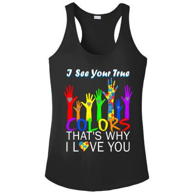 See Your True Colors Autism Puzzle Hands Ladies PosiCharge Competitor Racerback Tank