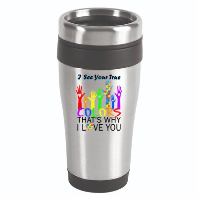 See Your True Colors Autism Puzzle Hands 16oz Travel Tumbler
