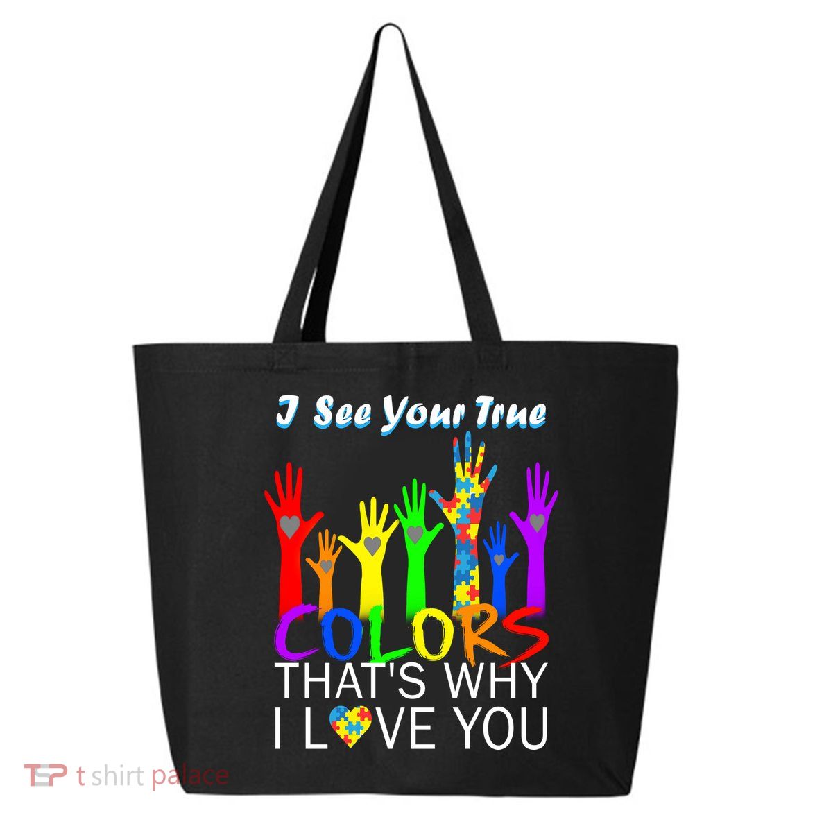 See Your True Colors Autism Puzzle Hands 25L Jumbo Tote